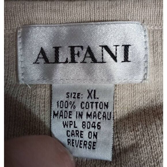 Alfani Sweater Men's Extra Large Cream Ribbed VNeck‎ - Picture 4 of 5